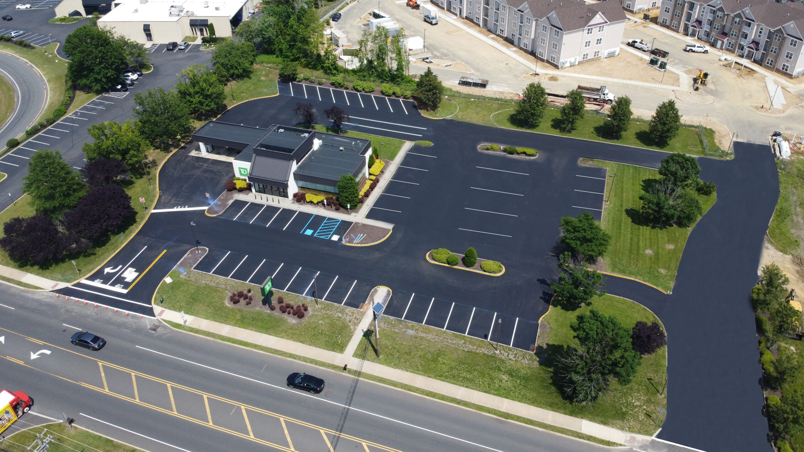 Overhead view of new parking lot