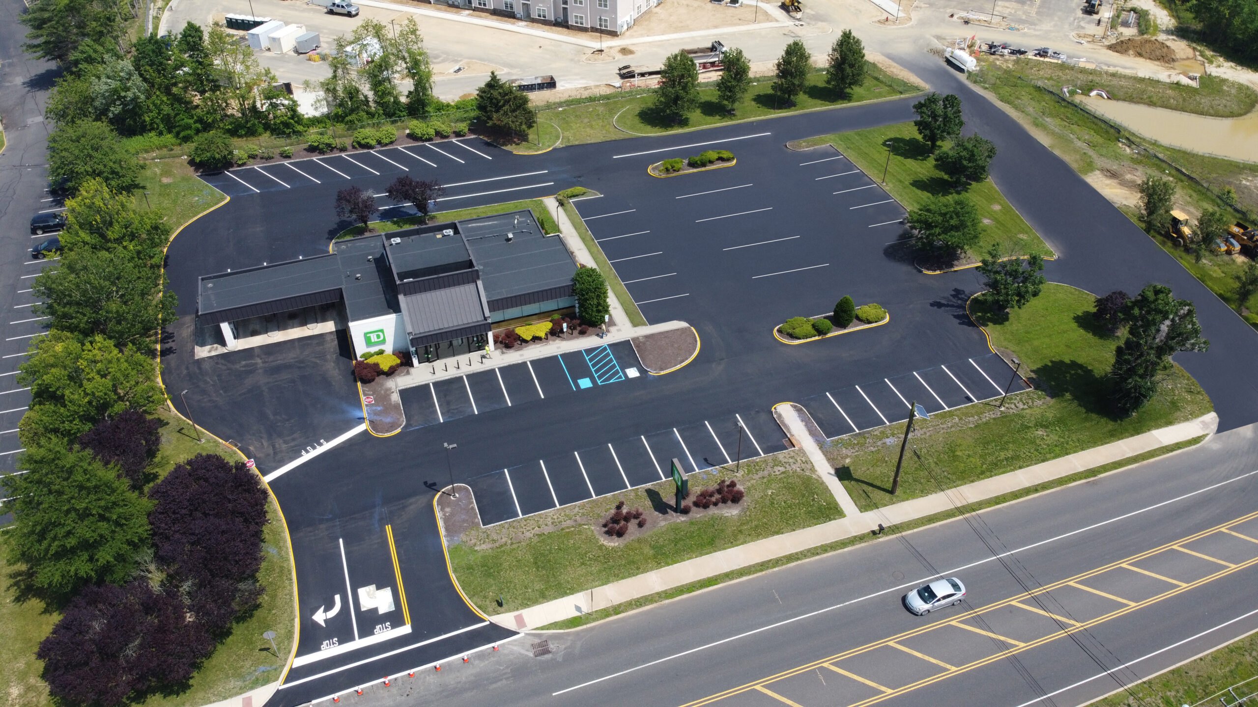 Extended overhead view of parking lot