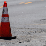 Earle American traffic cones on parking lot under repair